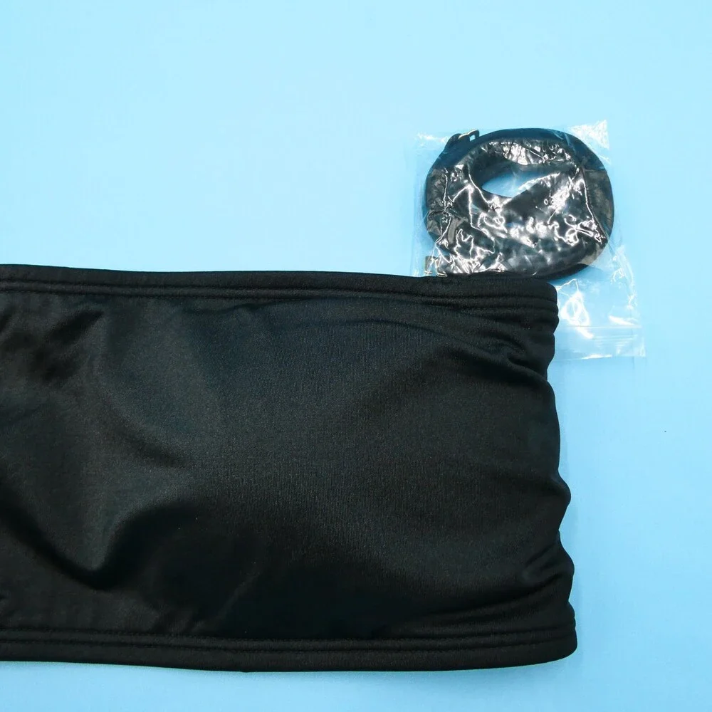 Victorias Secret Medium Black Bikini Top Padded Bandeau Strapless Swimwear Beach